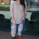 LACEY SHOULDER TOP (TAUPE)