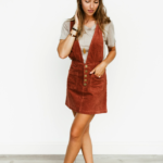 BE EDGY CORDUROY OVERALL DRESS – BRICK