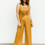 MUSTARD TIE FRONT JUMPSUIT